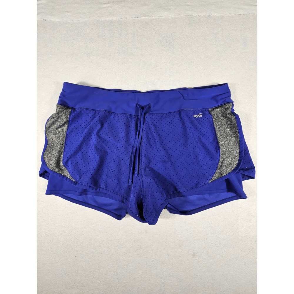 Avia Womens XXL Blue Perforated Mesh 2-in-1 Running Shorts RA374249